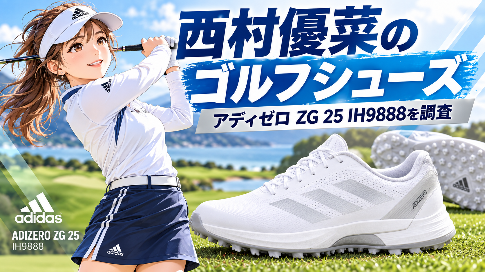 西村優菜のゴルフシューズはアディダス！アディゼロ ZG 25「IH9888」を